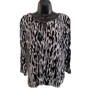 Calvin Klein Animal Zebra Print Key Hole Blouse Size 2X